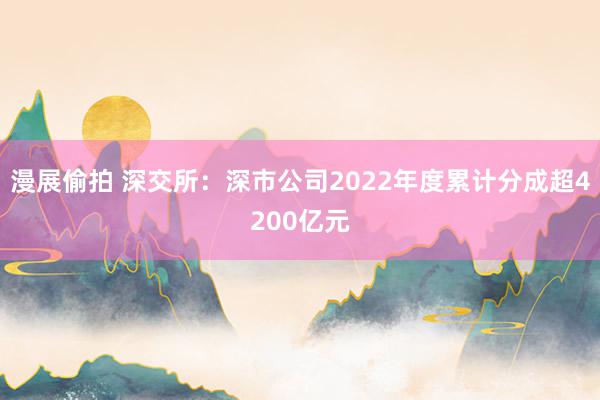 漫展偷拍 深交所：深市公司2022年度累计分成超4200亿元