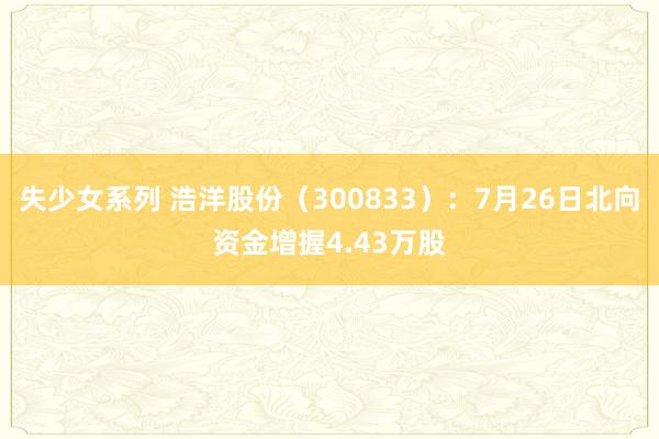 失少女系列 浩洋股份（300833）：7月26日北向资金增握4.43万股